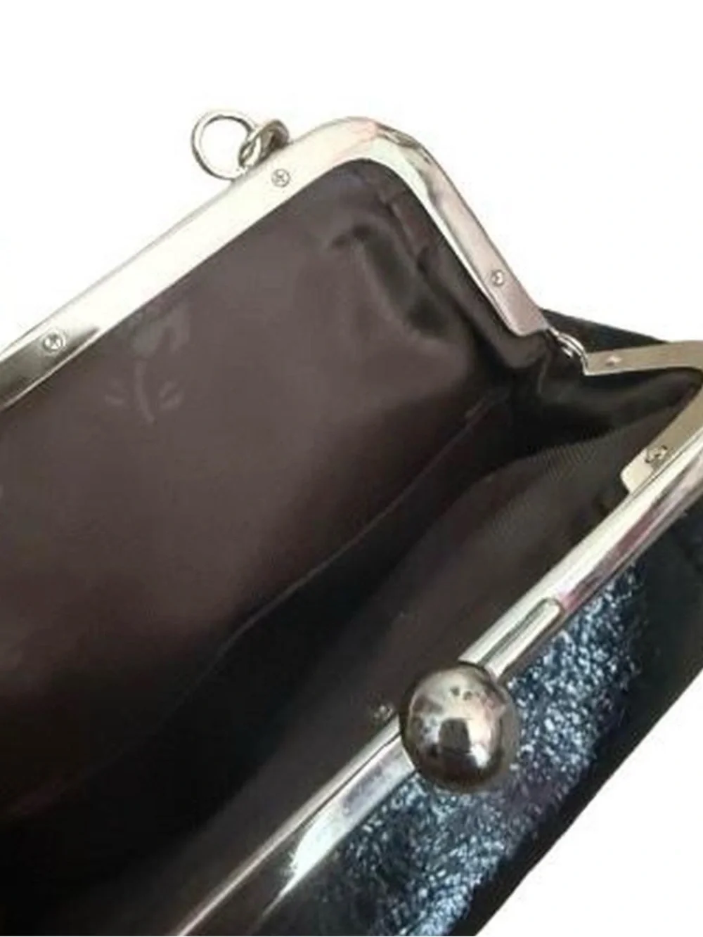 Black Evening Clutch with Pearl Handle and Butterfly Accent